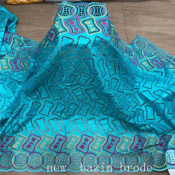 

New arrival Blue african BAZIN riche fabric with Embroidery lace african Guinea Brocade cotton fabric 27L071254