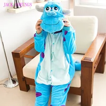 Kigurumi monster sulley Sullivan, Пижама-комбинезон для взрослых, костюм с мультяшными животными, Пижама унисекс, одежда для сна, одежда для вечеринок