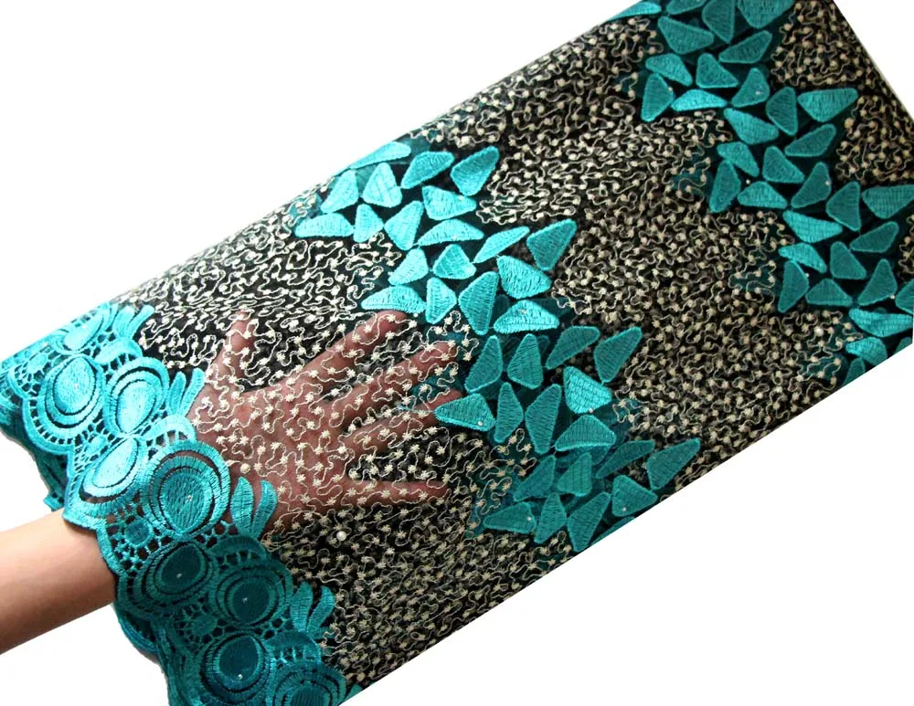 teal green lace fabric