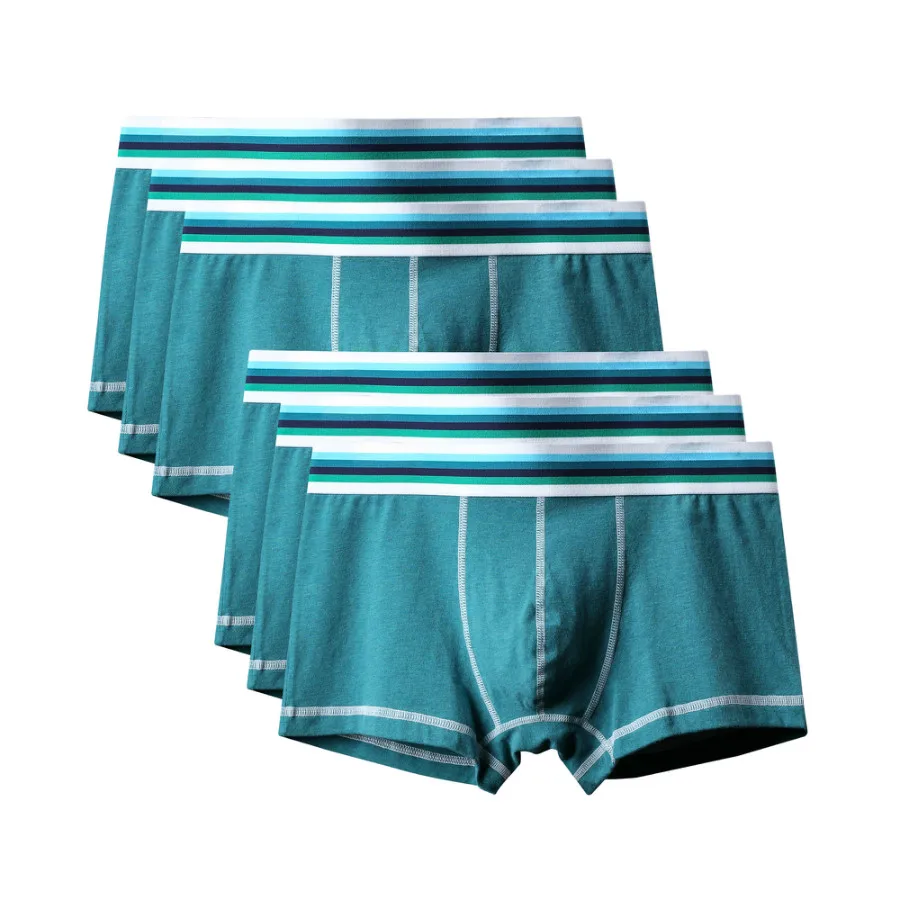 6Pcs A0609 Lake Blue 6 шт./партия, горячее Мягкое хлопковое Мужское нижнее белье больших размеров, мужские трусы-боксеры, сексуальные дышащие качественные ткани, мужское нижнее белье без застежек, брендовые шорты - Цвет: 6Pcs A0609 Lake Blue