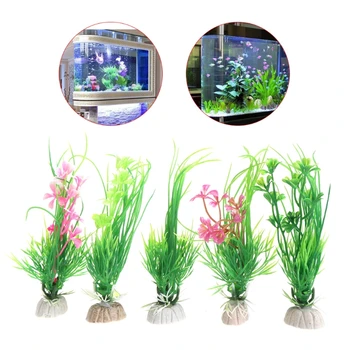 

Design Artificial Plastic Aquarium Plants Grass Background FishTank Decoration