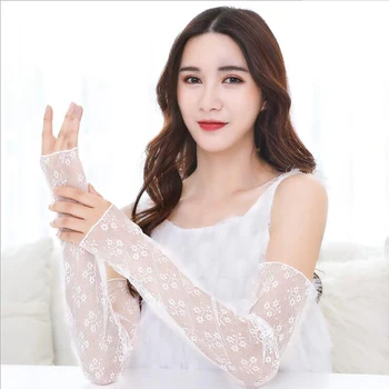 

Women's Summer Sun Protection Sleeves Mesh Lace UV Thin Long-sleeved Bike Breathable Cycling Gloves Driving Arm Warmers Sleeves