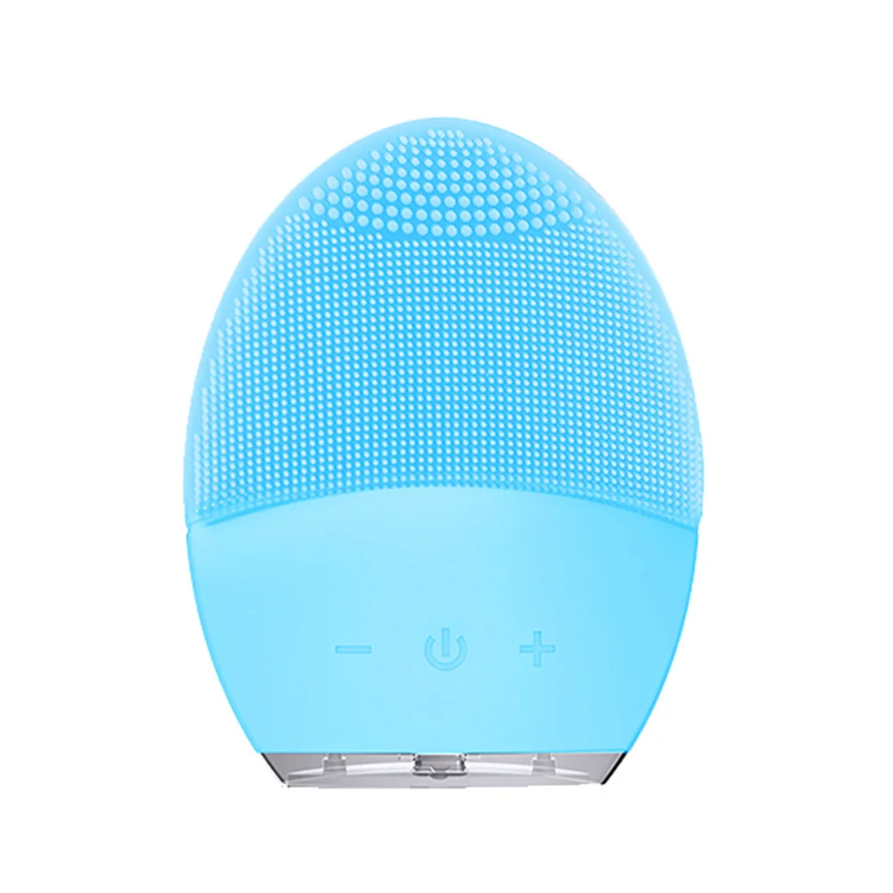 Blue Силиконовая Очищающая щетка для лица, usb зарядка, Соник для лица, вибрирующий очищающий Массажер для удаления черных точек с масла JS11 - Цвет: Blue