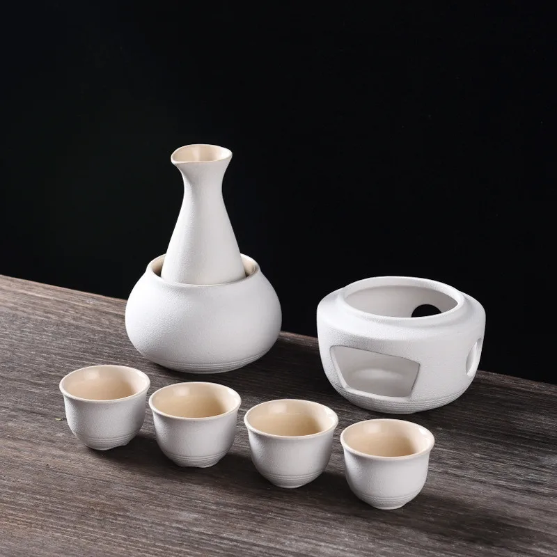 Cool Designer Ceramic 4 Cup Wine Pot Set Vintage Sake Warmer Jug Glasses Household Spirits Rice Vodka Copas De Vino | Дом и сад