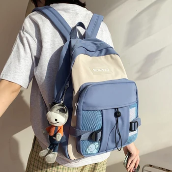 

2020 Women Backpack Waterproof Nylon Multi-Pocket School Bag For Teenage Girls Net Pocket Unisex Travel Shoulder Bag SAC