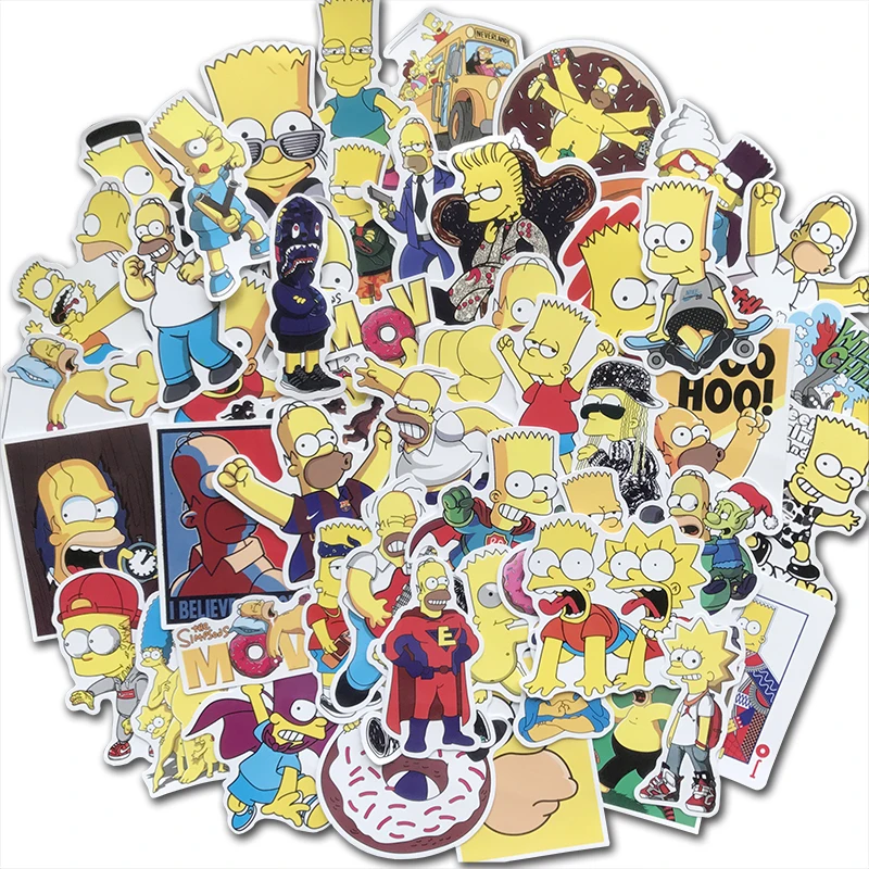 100pcs/lot Anime Cartoon Simpson Stickers for Luggage Laptop Skateboard 