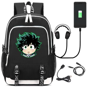 

My Hero Academia Backpack Boku no Hero Academia Anime School Bag Bookbag Pack Bag Laptop USB Charging Backpack Travel Rucksack