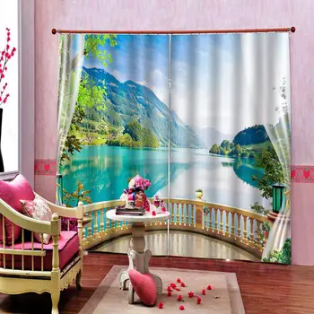

Seaside Scenery Ocean Turtle Curtain Large Window For Living room Bedroom balcony Landscape Drapes Sets (Left and Right Side)