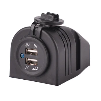 

Portable Surface Mount Durable Socket Waterproof Adapter Dual USB Accessory Plug 12V Black Charger Power Car Universal