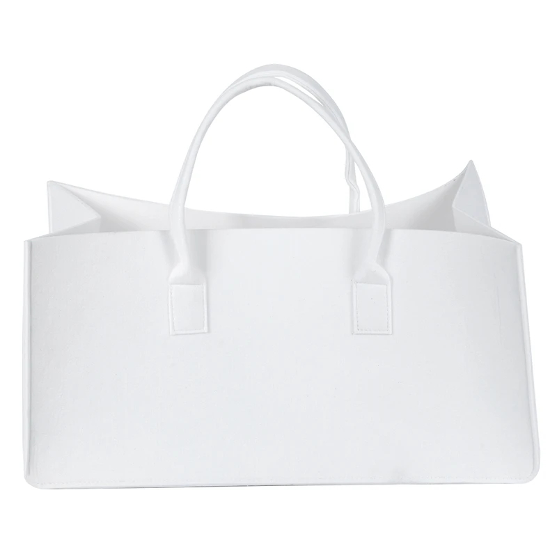 

felt handbag, felt storage bag, large capacity bag-Milky white