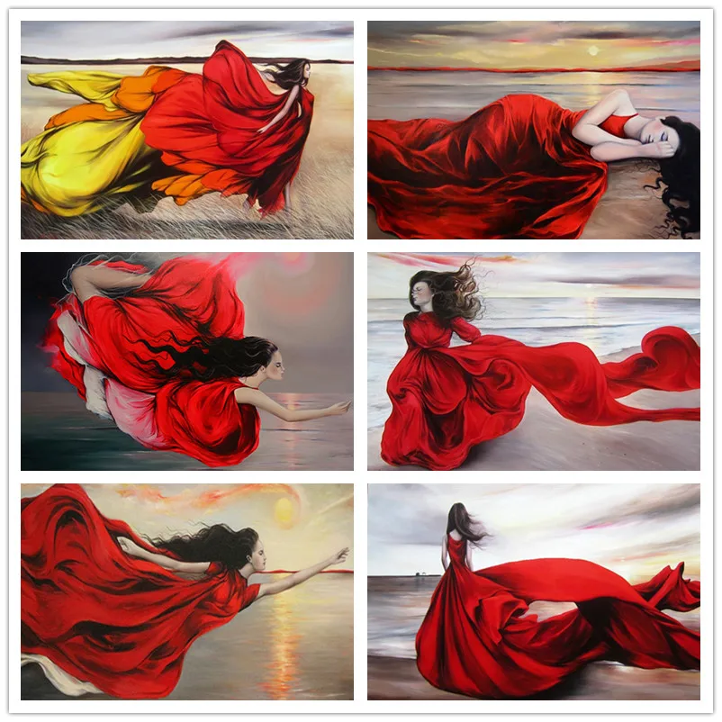 

Seaside landscape fashion girl DIY 5D full round diamond painting diamond embroidery rhinestone wedding decoration love gift