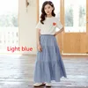 2021 Autumn & Summer Girls Denim Skirts Teen Jean Mommy and Daughter Lady Maxi Skirt 100% Cotton Clothes,10 To 18 Years, #5951 3