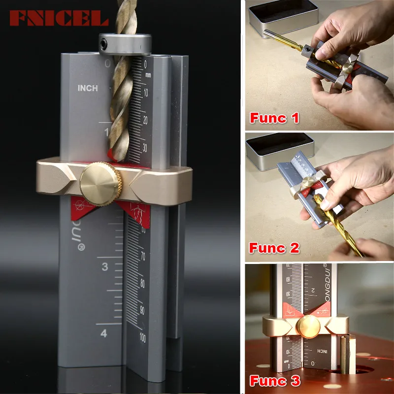 Multi-functional Woodworking Tools Height Gauge Limit Ring Installation Aid Drill Angle Measurer Hi