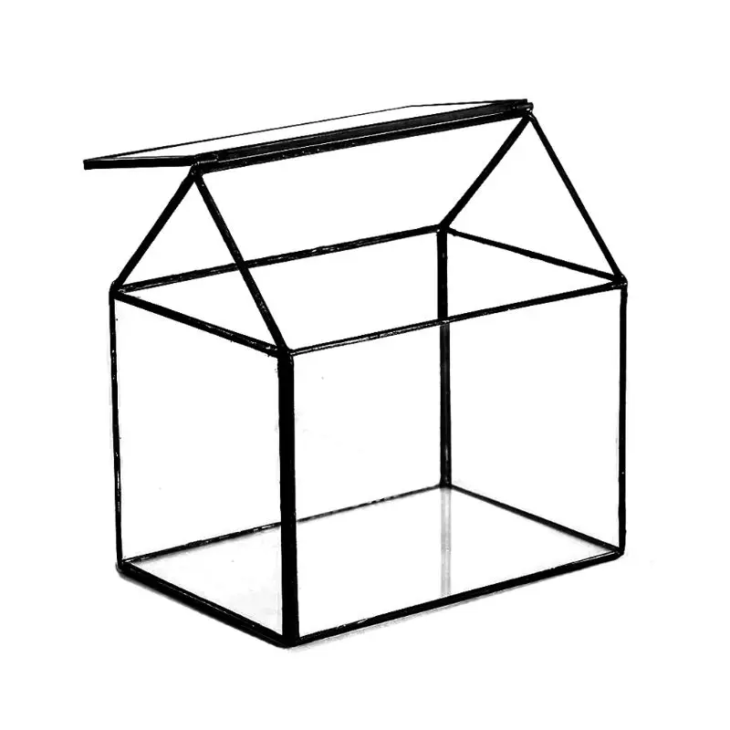 

Glass Terrarium Box Handmade House Shape Close Glass Table Top DIY Display Planter Windowsill Flower Pot Jewerly Storage Box