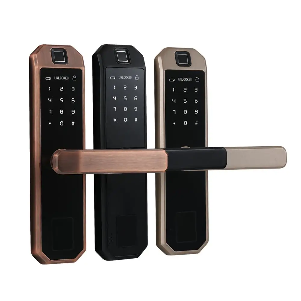 US $109.20 Wifi Security Smart Door Lock With Tuya App Electronic Biometric Fingerprint Intelligent Lock With Password RFID card