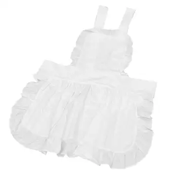 

Pure Cotton Cute Aprons For Girls Vintage Retro Waitress Apron Women Cooking Apron (White)