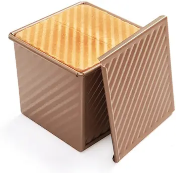 

Toast Box Champagne Corrugated Non-stick Aluminum Toast Box with Lid Thick Pullman Loaf Pan Bread Baking Mold