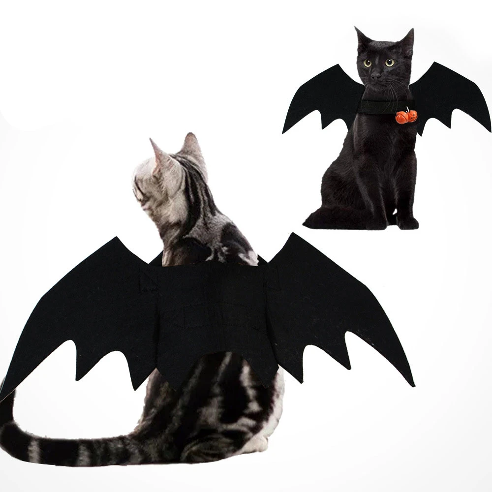 Accesorios mascotas Batman Cosplay perro alas murciélago disfraz para perros pequeños medianos grandes fiesta de Halloween suministros 4|Collares y correas para gatos| -