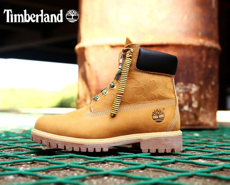 TIMBERLAND оригинальные мужские водонепроницаемые камуфляжные ботильоны на шнурках, мужские уличные ботинки из натуральной кожи желтого цвета A1R7Y
