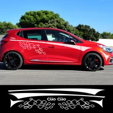Para Renault Clio calcomanía de carreras de coches adhesivos de estilo de vinilo cintura línea rayas Auto decoración de la puerta personalizada Personalización de automóviles Accesorios(China)