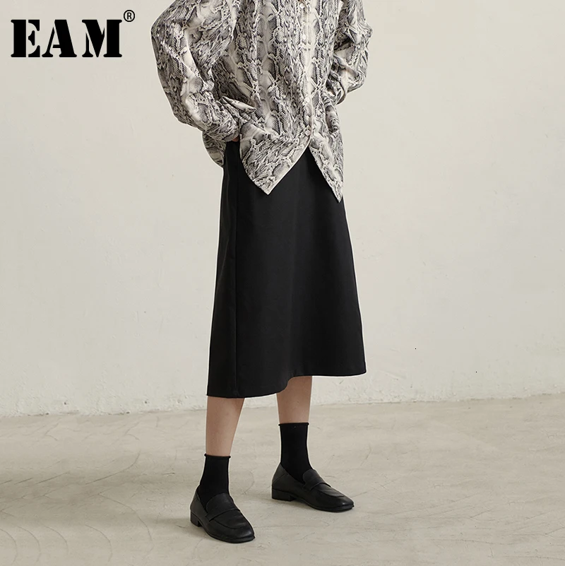 

[EAM] High Elastic Waist Black Brief Side Vent Temperament Half-body Skirt Women Fashion Tide New Spring Autumn 2019 1D864