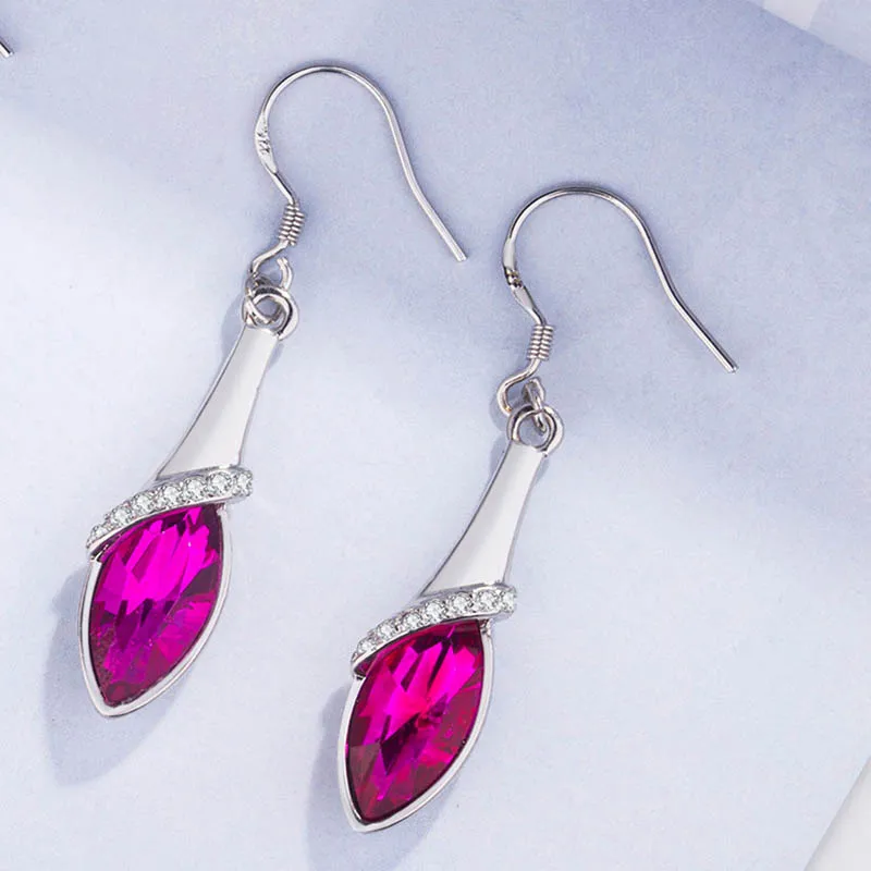 PANSYSEN 5 Colors Gemstone Real Silver 925 Jewelry Dangle Drop Earrings Wedding Party Jewelry Women's Earring Gift Wholesale