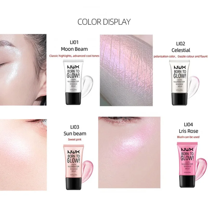 9 Colors Liquid Highlighter Long-lasting Waterproof Brighten Body Skin Color High Gloss Liquid Cream NEW