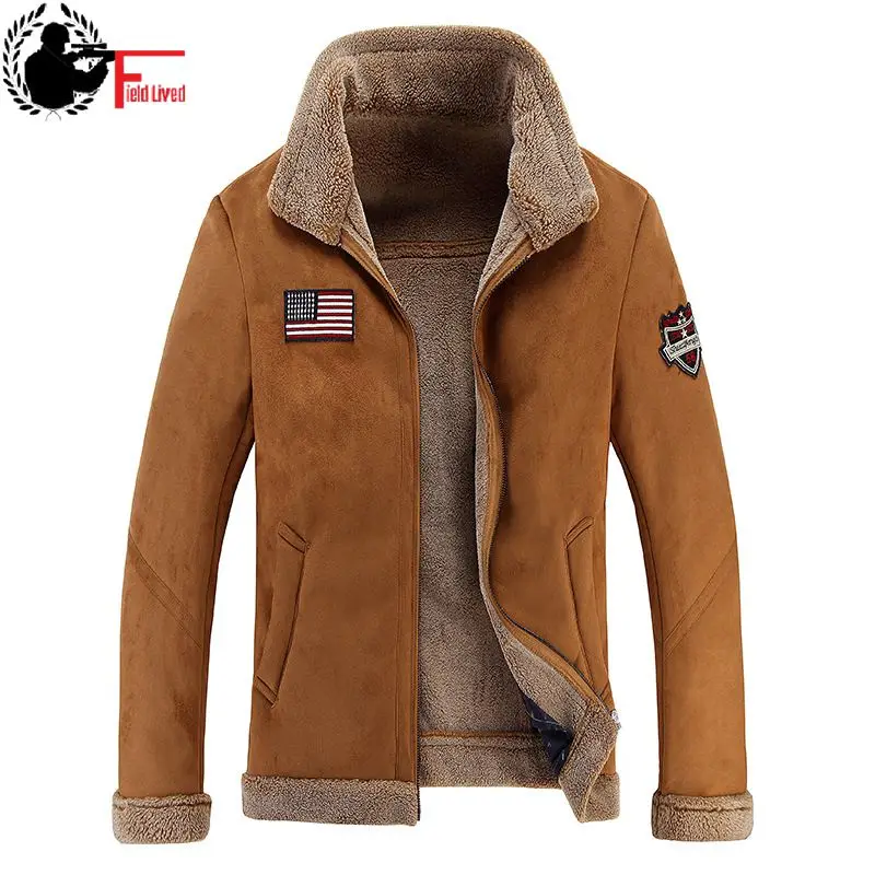 

2023 Men Windbreaker Coat Winter Male Fur Coat Men Jacket Velvet Thick Fleece Slim Fit Jacket Warm Stand Collar Cardigan Outwear