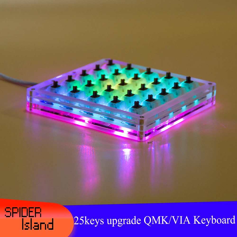 Hottrocar-teclado Mecânico com Função Qmk 25 Teclas Mini Teclado Rgb Perfeita para Jogos Branco e Preto Gatreron Cereja