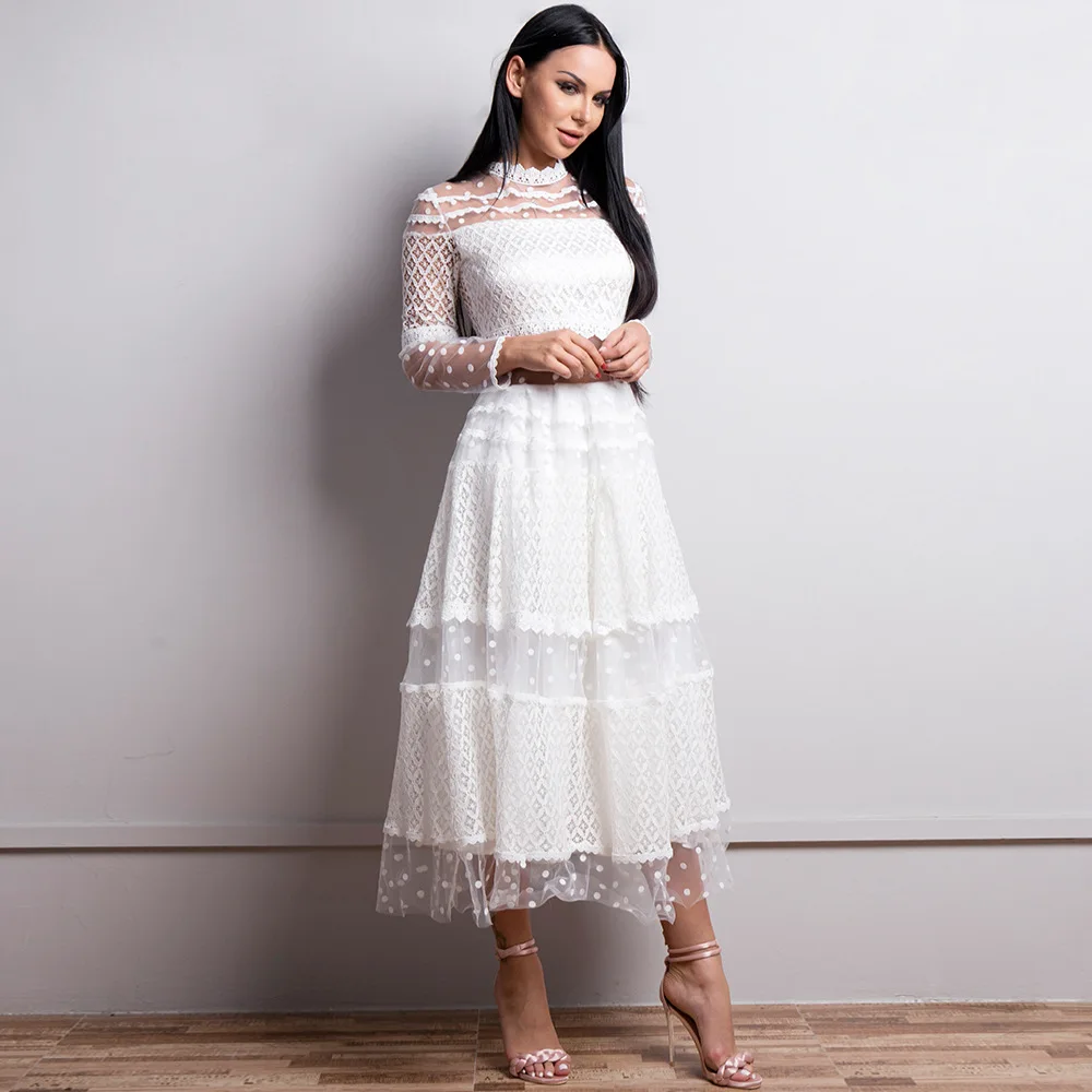 Кружевное женское белое черное платье наивысшего качества, элегантное платье для ночного клуба, модное винтажное вечернее платье Evneing