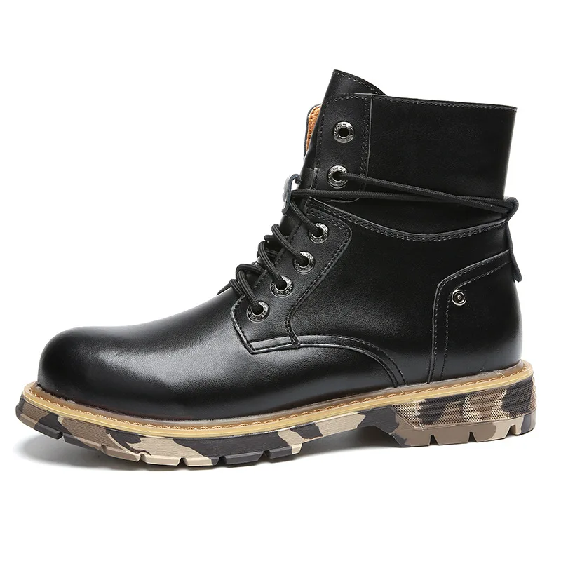 

Men Camouflage Martin Boots Men's Genuine Leather Workwear Thigh Boot Harley Boots Boots Winter plus Velvet Warm Locomotive Me