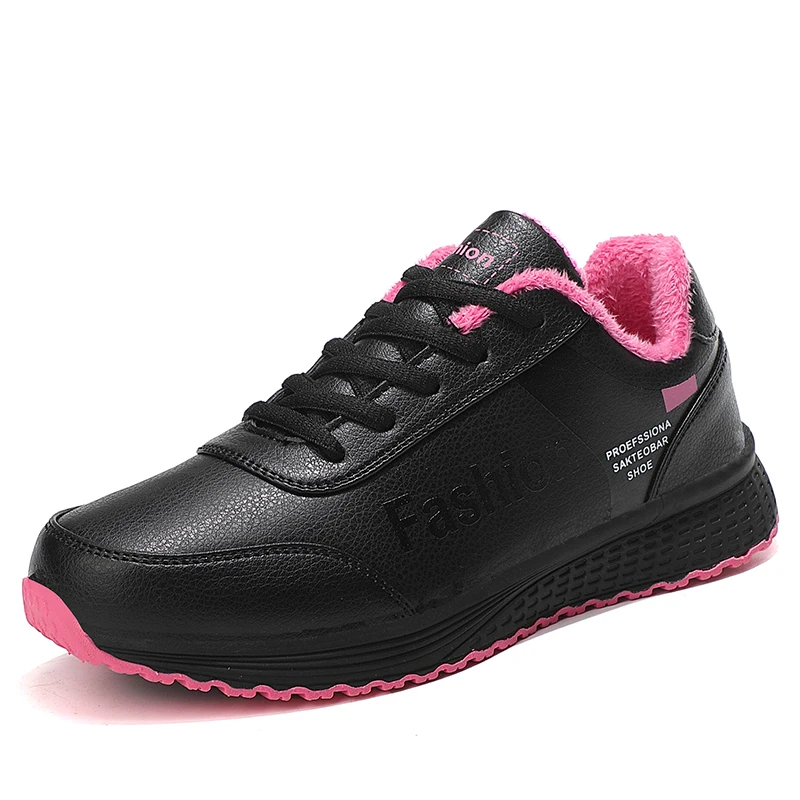 Tenis feminino; теннисная обувь для женщин; черные кожаные кроссовки; зимняя плюшевая женская спортивная обувь; кроссовки на платформе; Zapatos De Mujer