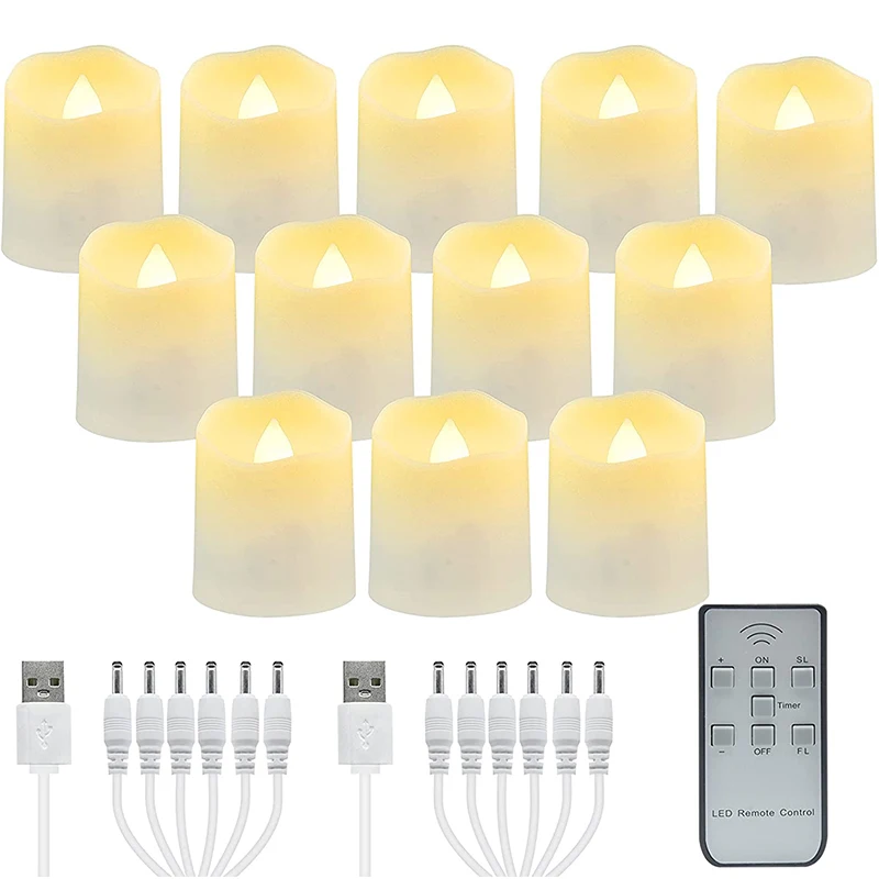 Candele Ricaricabili, 12 Candele A LED Senza Fiamma, Con Telecomando E