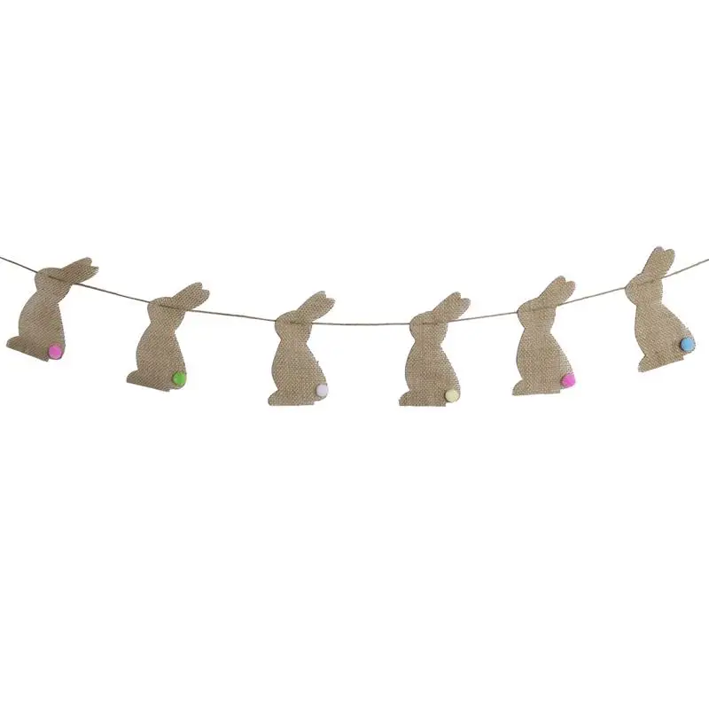 Пасхальные баннеры кролик красочные буквы печатные мешковины баннеры гирлянды для пасхального украшения вечерние сувениры фото реквизит - Цвет: 2.0m S