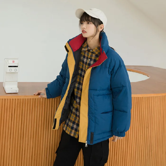 

2019 Winter New Style down Jacket Women's Short Cotton-padded Jacket Korean-style Stand Collar Students Loose-Fit down Coat BF C