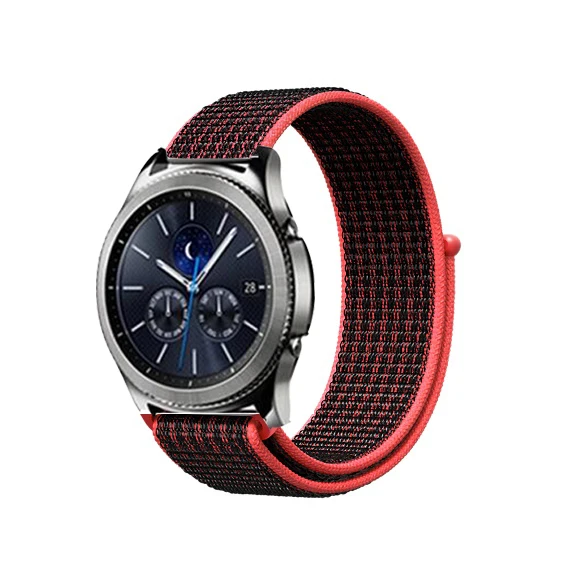 Нейлоновый ремешок 22 мм 20 мм для samsung gear s2 sport S3 Frontier Classic galaxy watch 42 мм 46 мм huami amazfit bip band huawei gt 2 - Цвет ремешка: red black