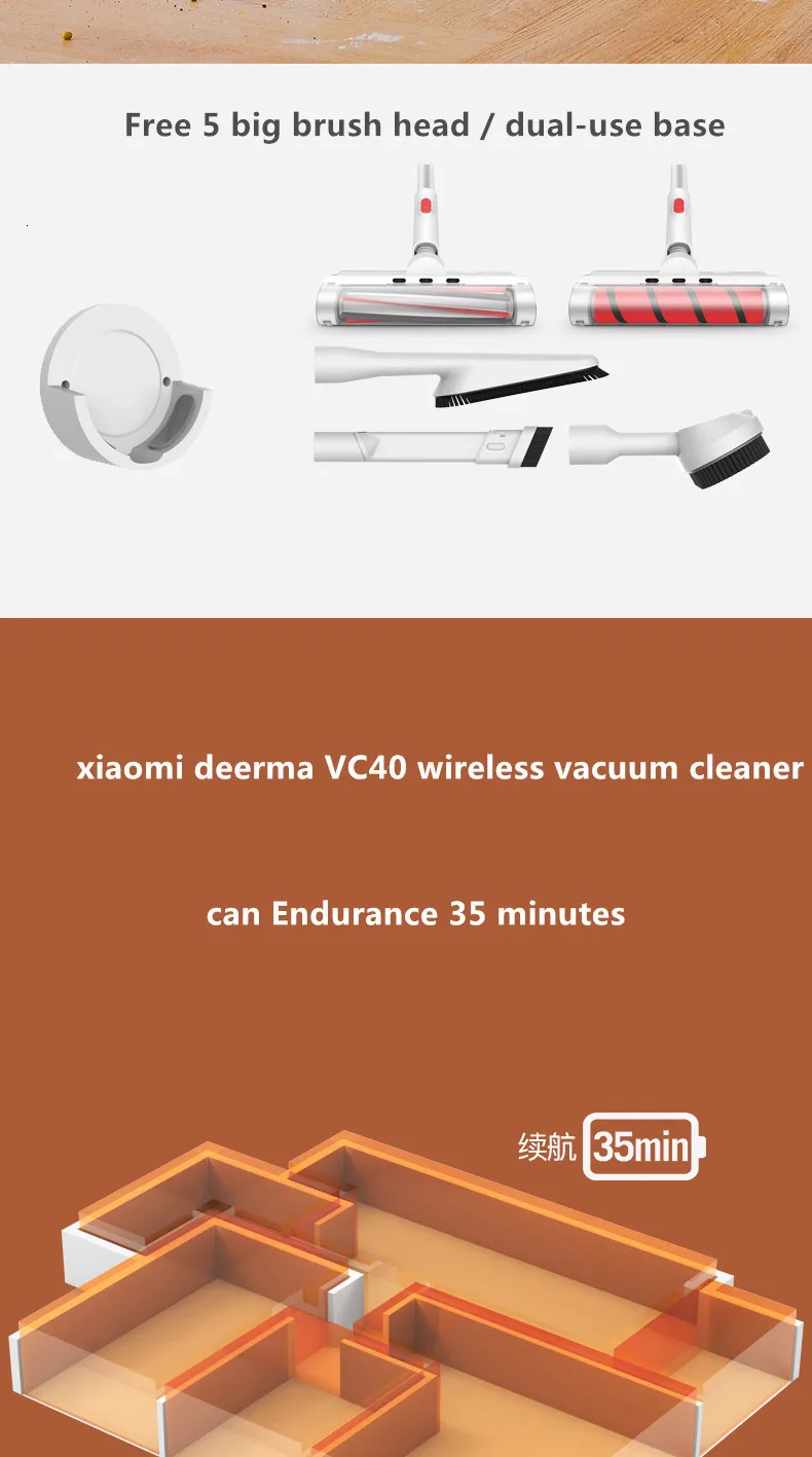 Беспроводной пылесос Xiaomi Mijia Deerma, ручной беспроводной пылесос с сильным всасыванием, низкий уровень шума, ночной Светильник