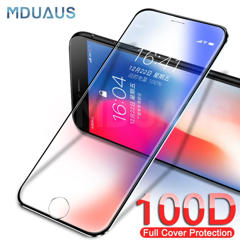 

100D Protective Tempered Glass On The For iPhone 6 6s 7 8 Plus X 10 Glass Screen Protector Soft Edge For iPhone XR XS 11 Pro MAX