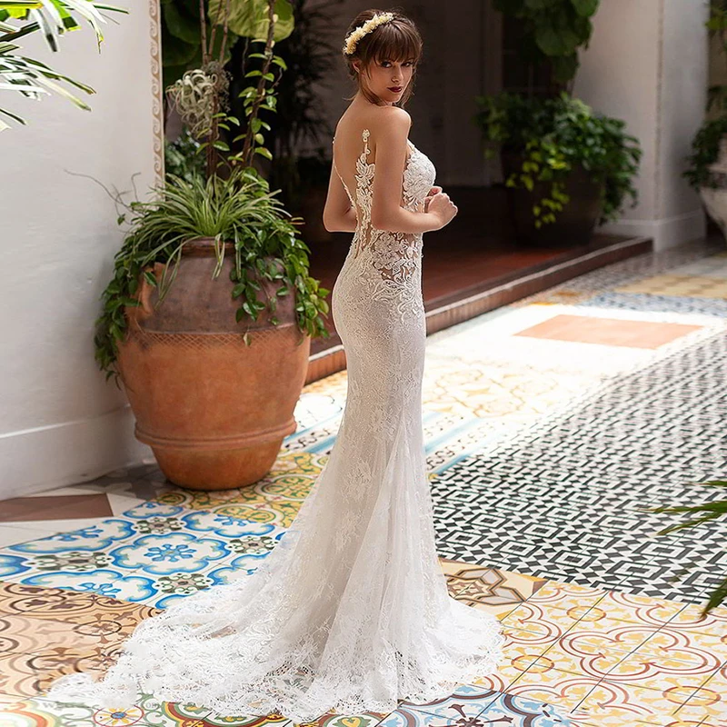 Verngo Mermaid Wedding Dress Boho Lace 