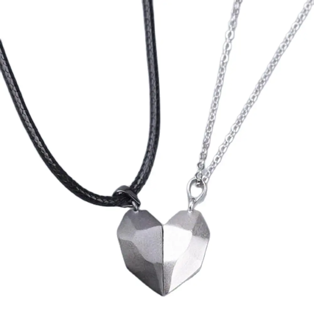 2Pcs Simple Couples Necklaces Heart 