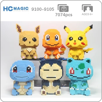 

HC Sit Pikachu Charmander Squirtle Snorlax Eevee Model DIY Small Mini Diamond Blocks Bricks Building Toy no Box