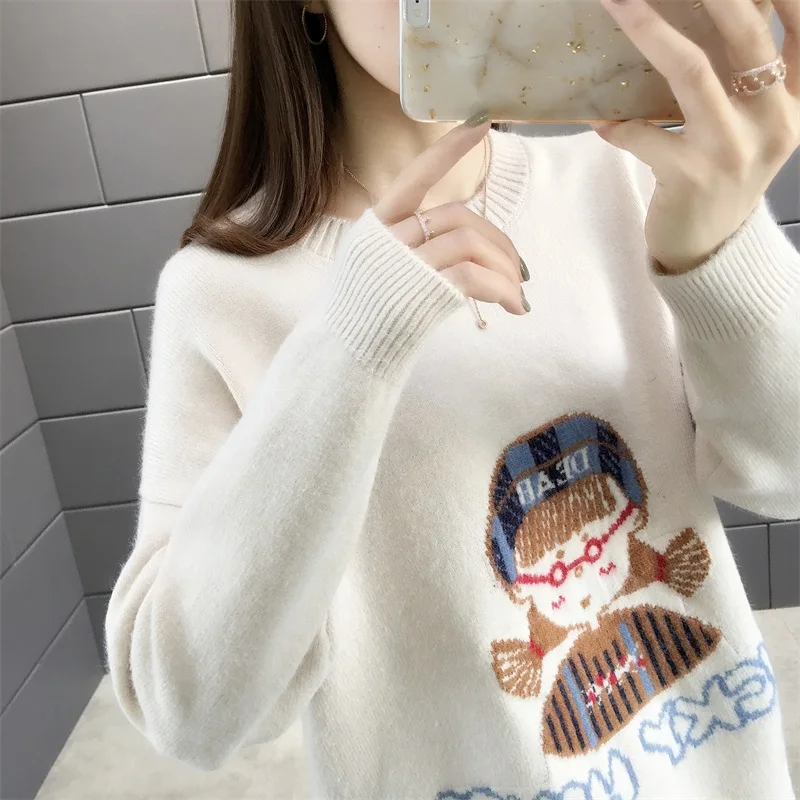 5621(№ 5 на первом полу здания Zhongfang) осенне-зимний вязаный свитер с круглым вырезом с красивыми женскими 50ff