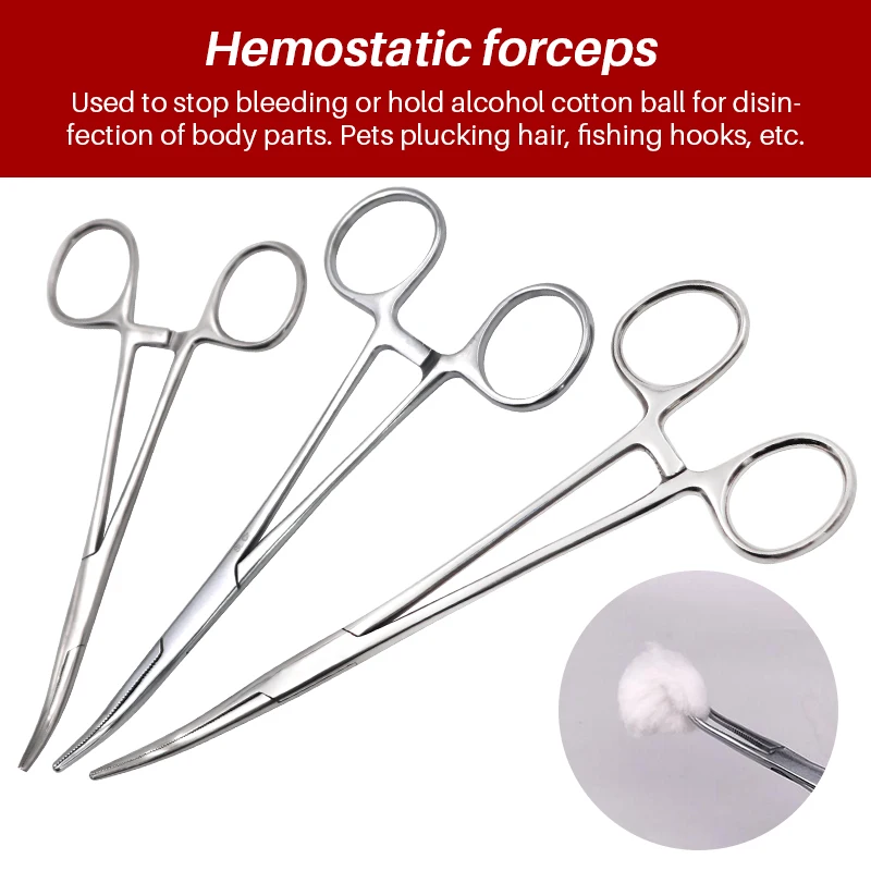 

1pc Stainless Steel Hemostatic Clamp Forceps Surgical Forceps Surgical Tool Needle Holder Pliers Straight/Elbow Head