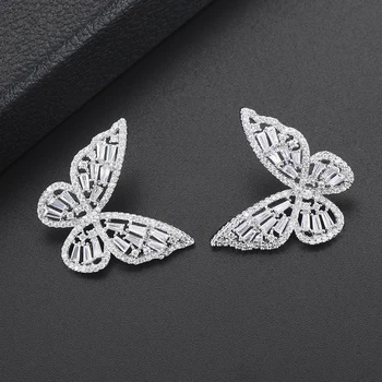 

LARRAURI Charms korean Full CZ Butterfly Earrings AAA Cubic Zirconia Inlaid Fashion Jewelry Women Stud Earrings moda mujer 2019