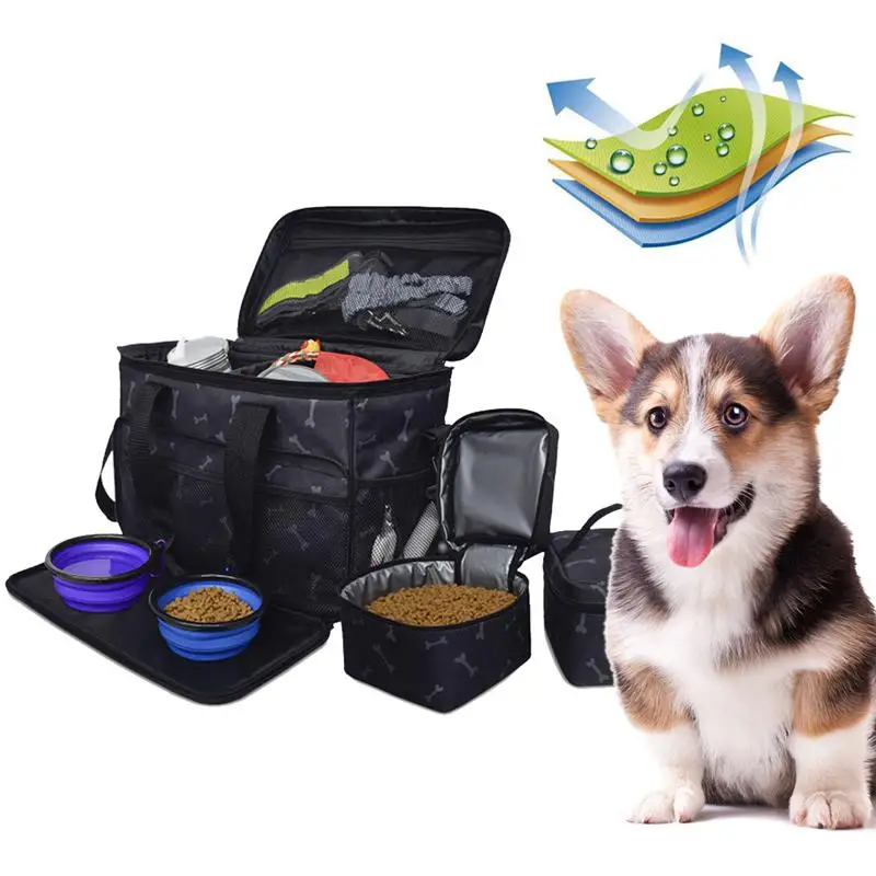 

Pet Travel Bag Large Capacity Dog Food Carriers Bags Storage Organizer Traveling Luggage Set for Dog&Cat