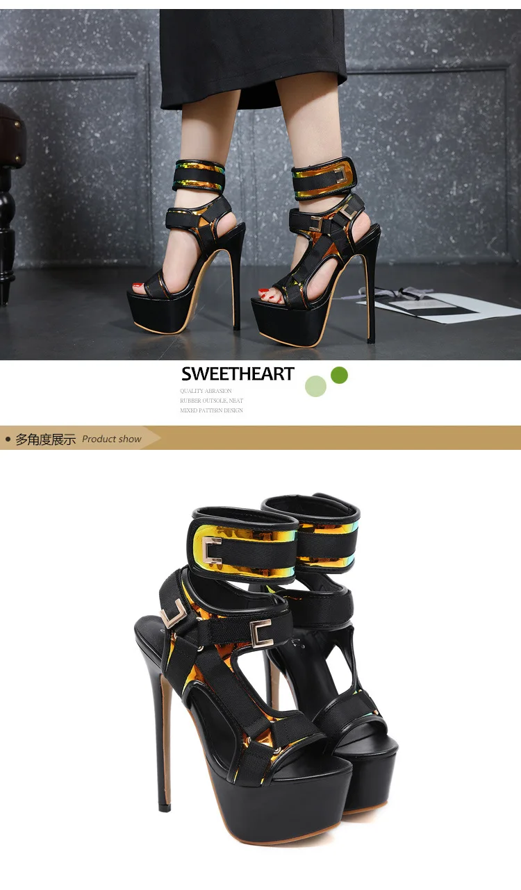 LTARTA Women Sexy Fish Toe Platform Sandals Super Heavy-High-Heel Sandals Fine Panel High-Heel Sandals JXQ