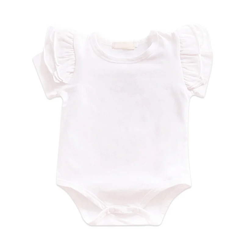 White short sleeve Боди для маленьких девочек; милый комбинезон с длинными рукавами; одежда для маленьких девочек с оборками; трико для малыша; повседневная одежда для маленьких девочек - Цвет: White short sleeve