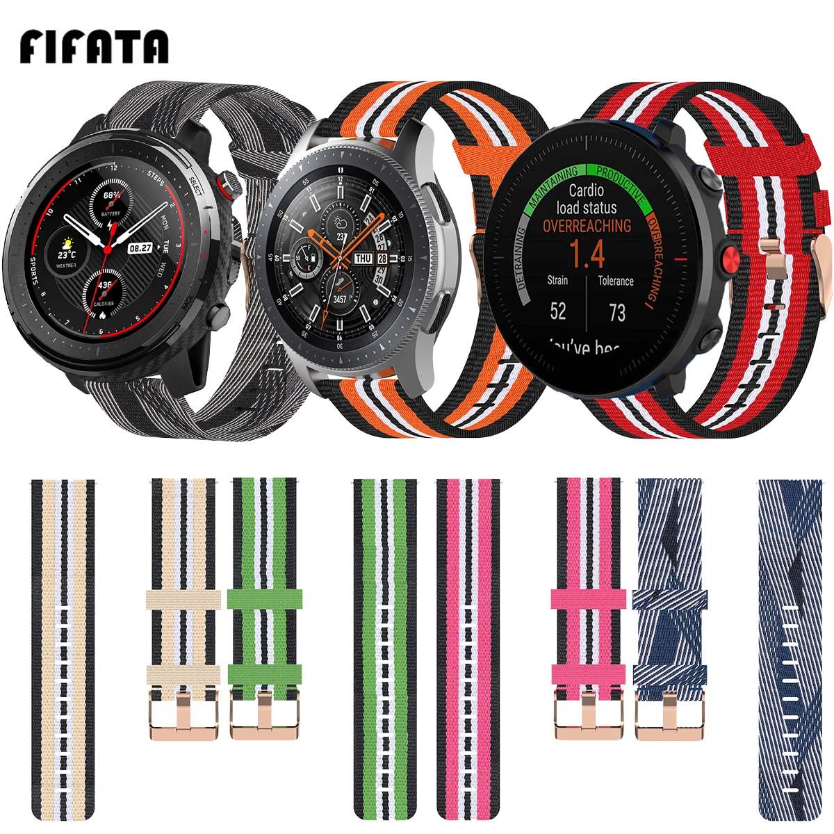 Ремешок сменный из нейлона и холста для смарт часов Huami Amazfit Stratos 3 22