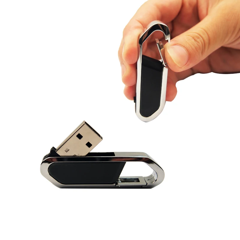 Мини-металлический USB флеш-накопитель, USB 2,0, портативный спортивный дорожный накопитель, карабин, Пользовательский логотип USB, 4 ГБ, 8 ГБ, 32 ГБ, 64 ГБ