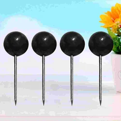 Punaises de carte noires en plastique, 300 pièces, tête de perle ronde avec pointe en acier pour panneau de liège et tissu 
